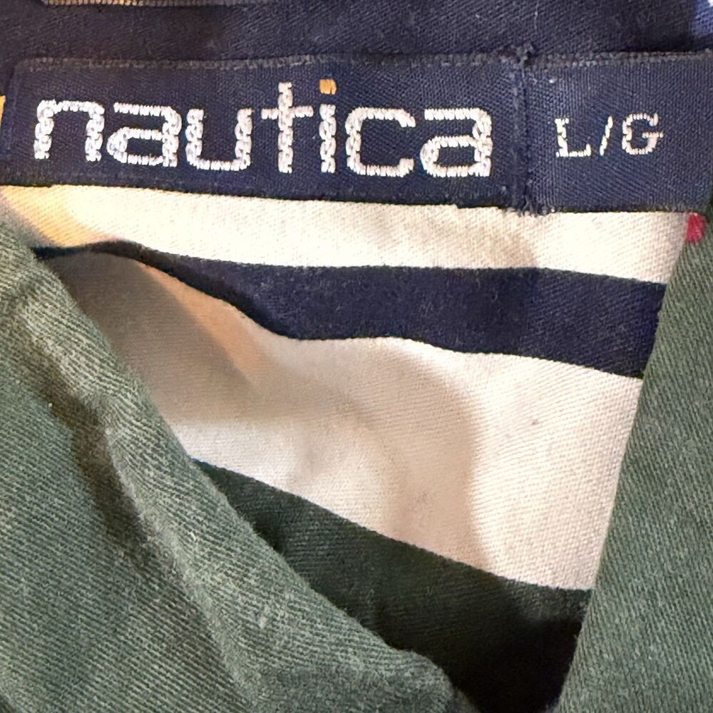 Nautica Vintage 90s Sailing Flags Shirt L Button Down Nautical Maritime Cotton - Picture 3 of 12